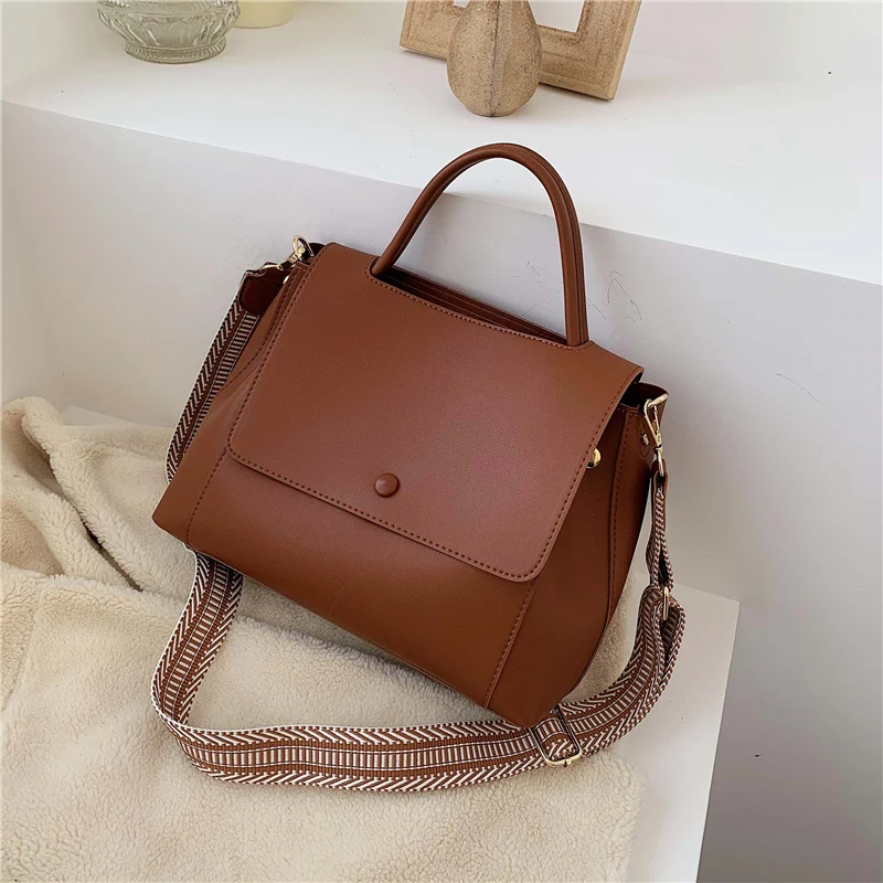 

Ladies OL Style Business Work Bags 2023 New Fashion Women Handbags Solid Color Leather Shoulder Bag Designer Flap Crossbody Bags