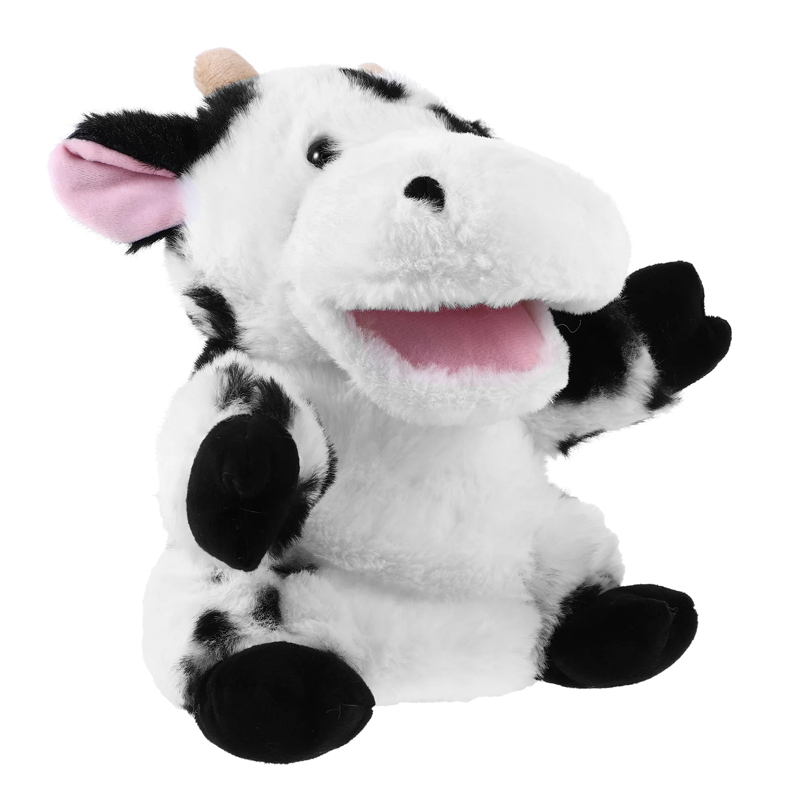 

Hand Puppet Cow Shaped Toy Soft Animal Plush Toy with Movable Mouth Interactive Storytelling Hand Puppet