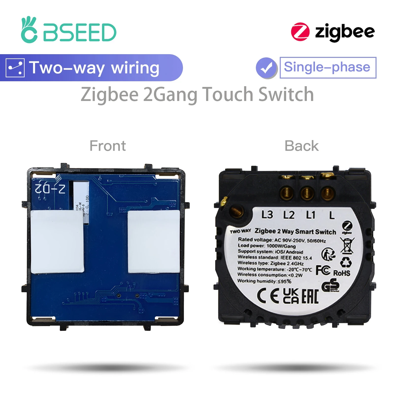 

Умный переключатель BSEED Zigbee 1/2/3 Gang