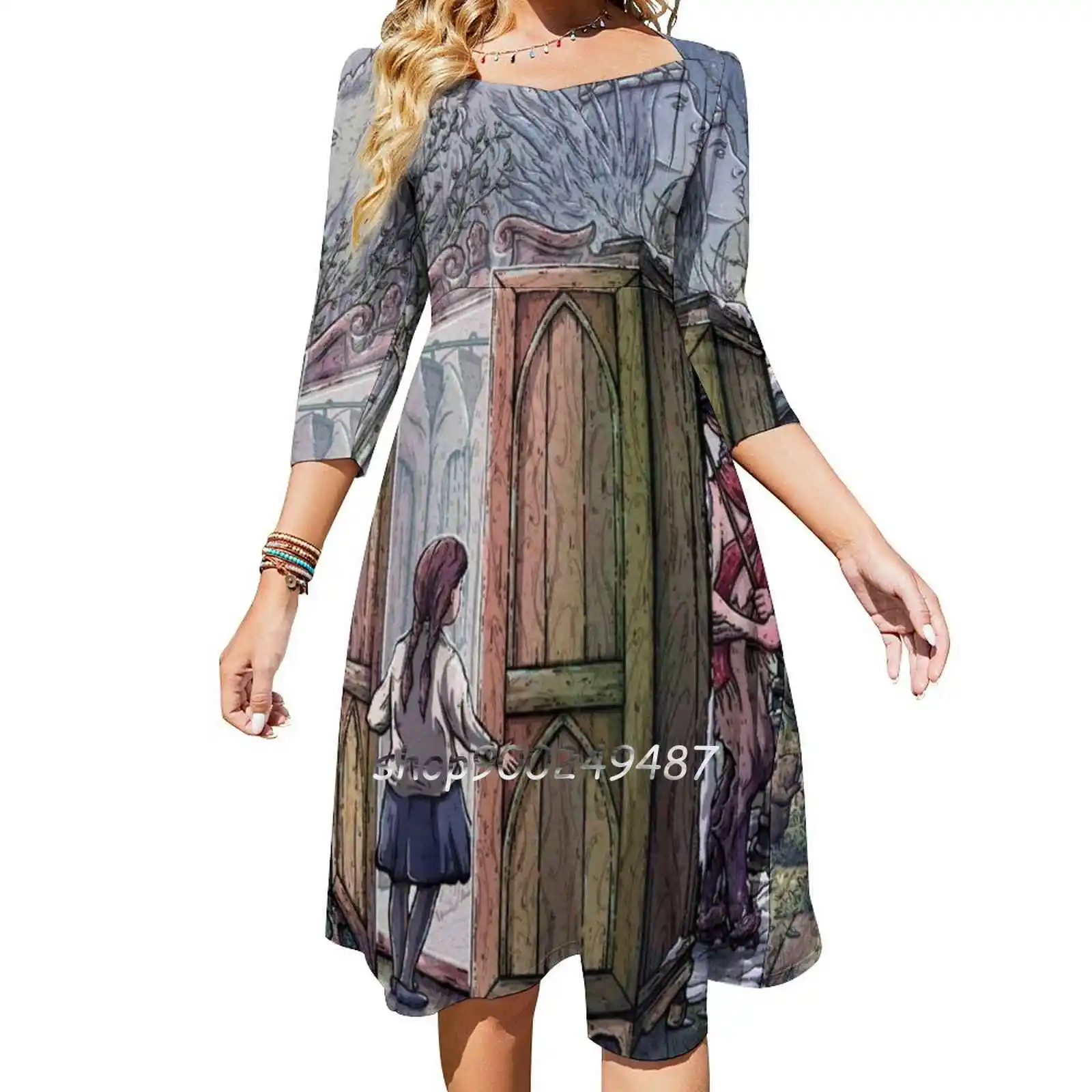 Lucy'S Discovery платье Narnia Fan Art с квадратным вырезом Новое Элегантное женское