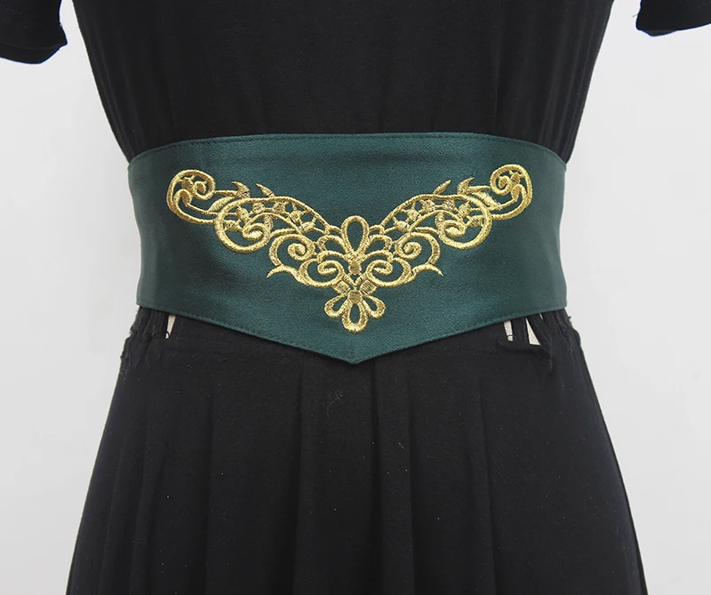 2022 Summer Embroidery Fabric Waist Belt for Women Traditional Wide Corset Elastic Waistband Women Embroider Femme Cinturones