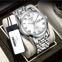 new men watch top luxury waterproof stainless steel quartz wristwatch date watches box date week sport wrist watches