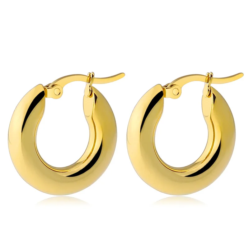 

TOOCNIPA Stainless Steel Silver Gold Color Circle Creole Earrings, Big Round Wives Hoop Earrings Gifts For Women