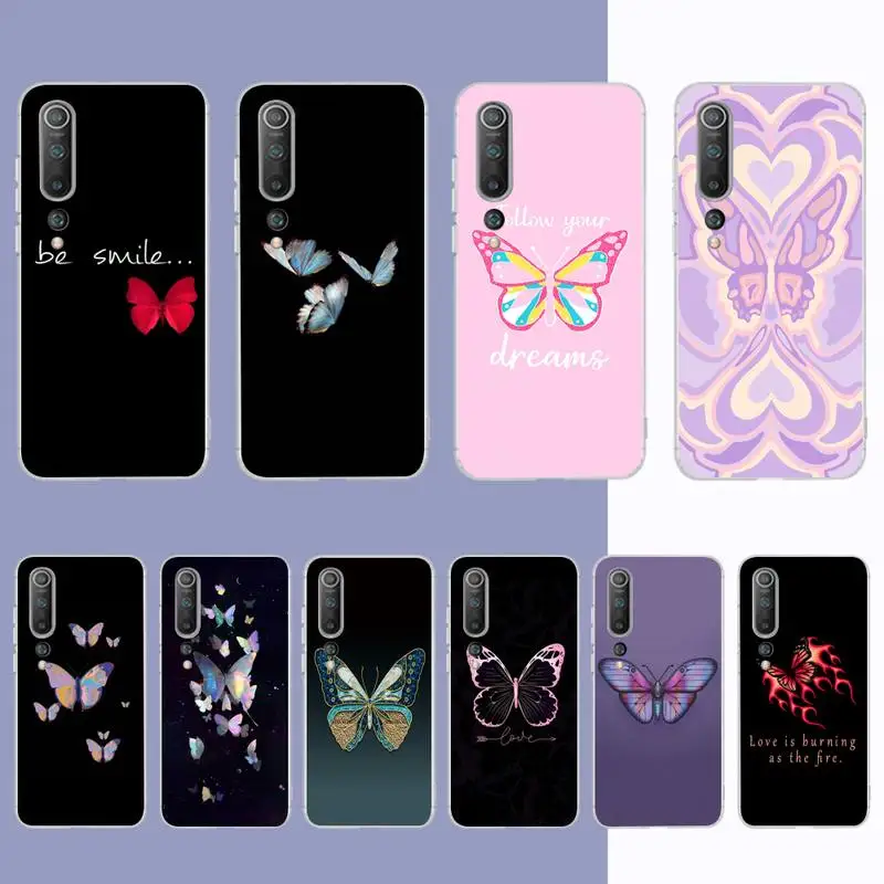 

MaiYaCa Beauty Pink Butterfly Phone Case for Samsung S21 A10 for Redmi Note 7 9 for Huawei P30Pro Honor 8X 10i cover