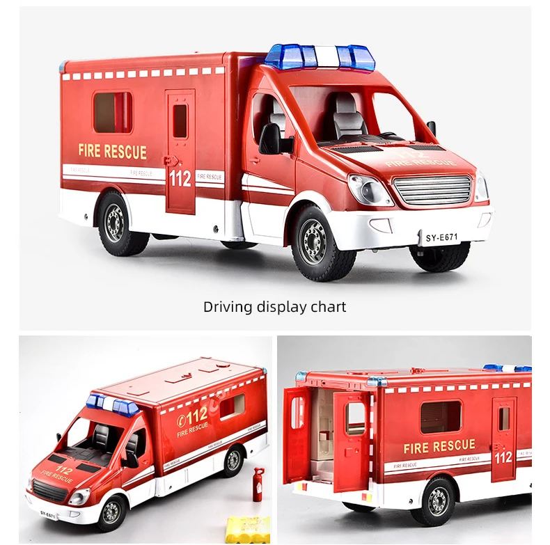 Double E Rc Car Kids Toy Remote Control Car Fire Rescue Vehicle with Light Sound Large Simulate City Car Model Childern Gift enlarge
