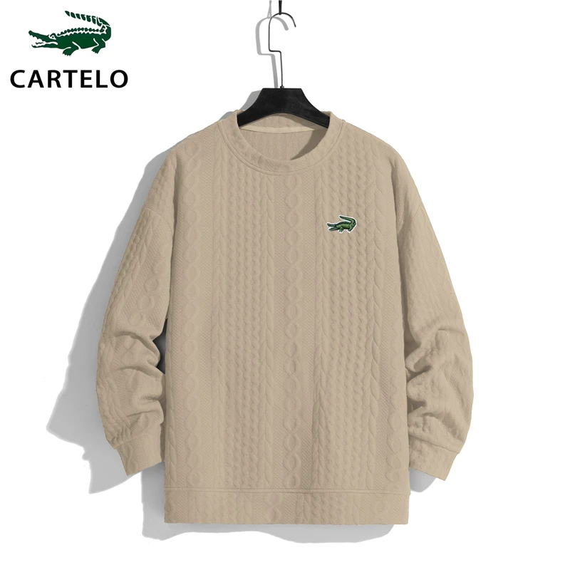 

Осень 2023, высокое качество, новинка, мужской Однотонный свитер CARTELO, теплые вязаные пуловеры, мужские Базовые повседневные облегающие удобные свитера с круглым вырезом