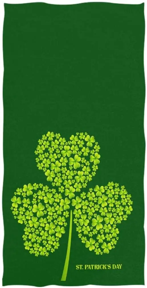 

Face Towel Stylish St. Patrick's Day Beautiful Shamrock Clover Leaves Pattern Soft Guest Hand Towels Multipurpose for Bathroom,H