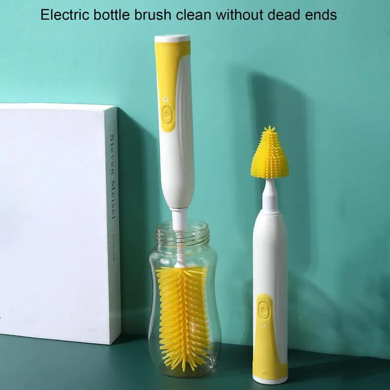 

Электрическая силиконовая щетка для бутылочки, вращающаяся на 360 градусов Детская щетка для чистки соски, водонепроницаемая Детская щетка для домашнего использования