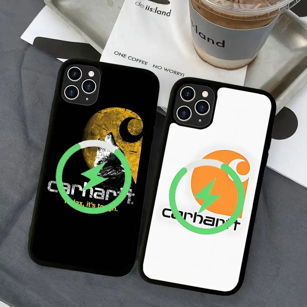 Фото Магнитный матовый чехол C-Carharttes LOGO для iPhone 16, 17, 15, 14, 13, 12, 11 с поддержкой беспроводной зарядки MagSafe №2