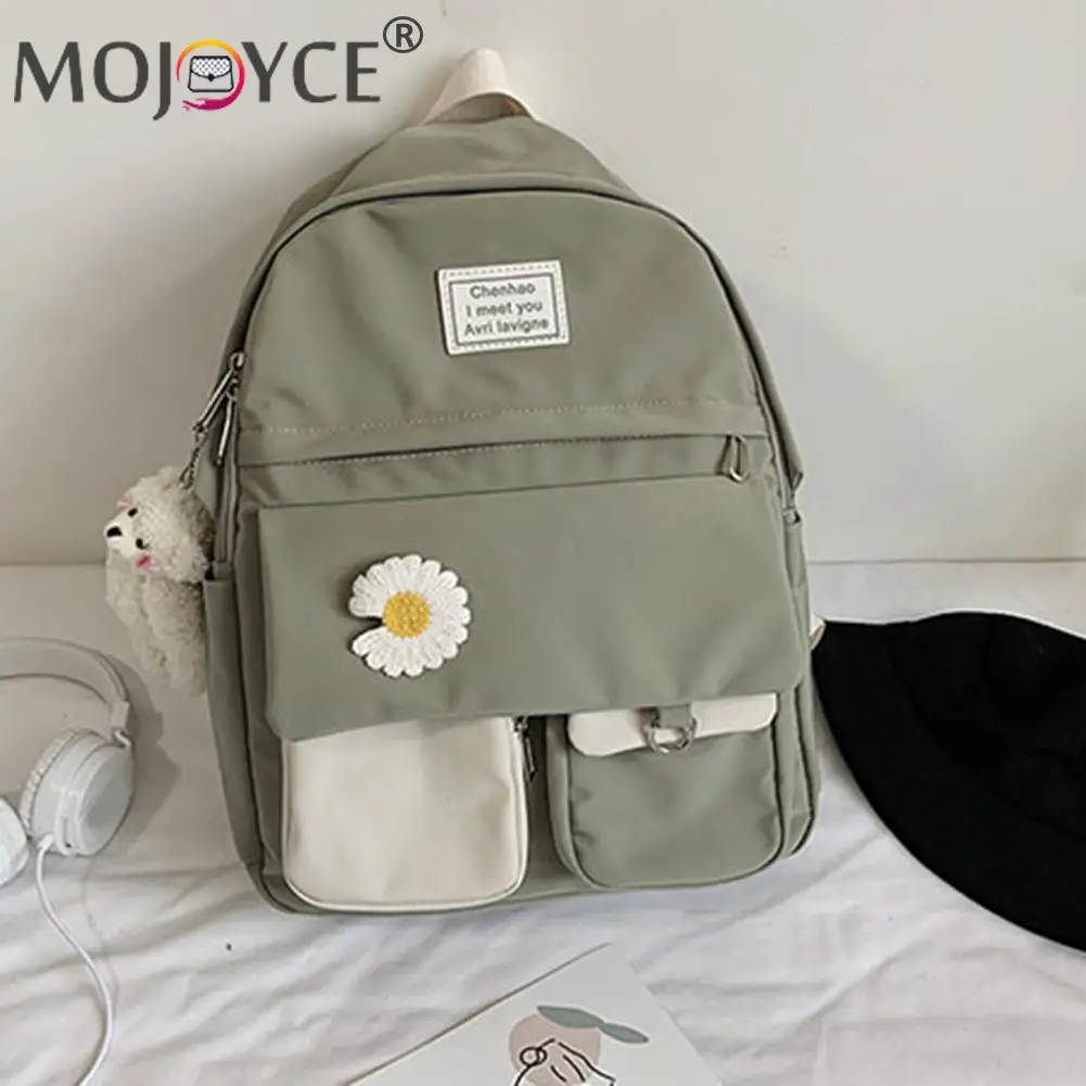 

Модный нейлоновый рюкзак для девушек в стиле преппи с несколькими карманами для колледжа, повседневные Универсальные однотонные вместител...