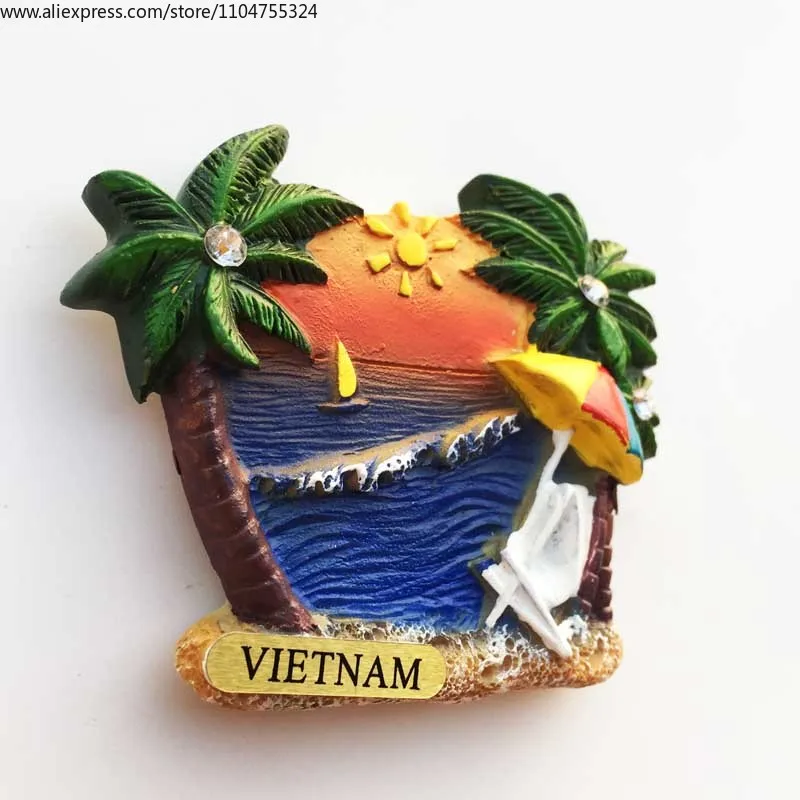 Фото Вьетнамский Nha Trang Da Nang прибрежные магнитные наклейки на холодильник, сувенир с пейзажем в виде океанской культуры, мемориальный подарок в тропическом путешествии №3