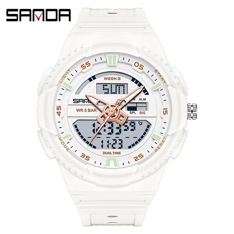 

SANDA Fashion Sport Digital Watch For Men 2Time Stopwatch LED Military Quartz Electronic Wristwatch Waterproof Male Clock Reloj