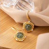 s925 sterling silver natural hotan jade sapphire earrings are suitable for womens and girls fashionable wedding jewelry