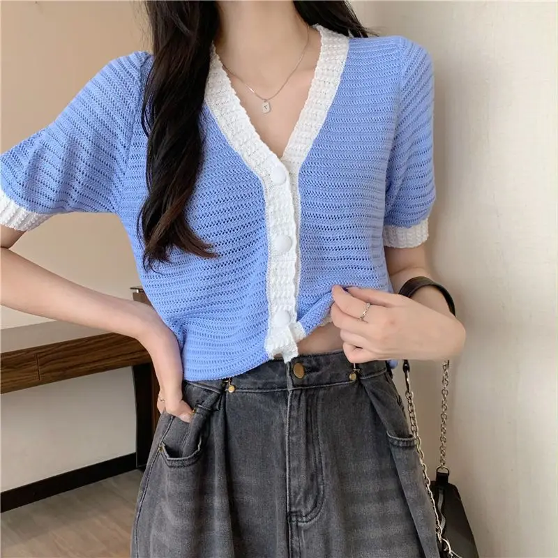 Кардиган с v-образным вырезом женский яркий цвет милый трикотаж для девочек