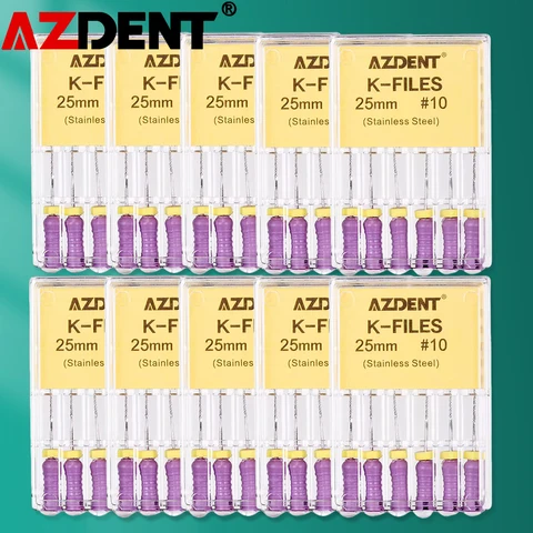 10 упаковок AZDENT эндодонтические файлы из нержавеющей стали 21 мм/25 мм