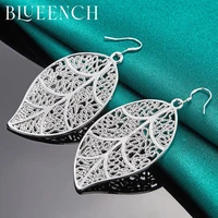 blueench 925 sterling silver leaf pendant earrings for women engagement wedding party fashion personality jewelry