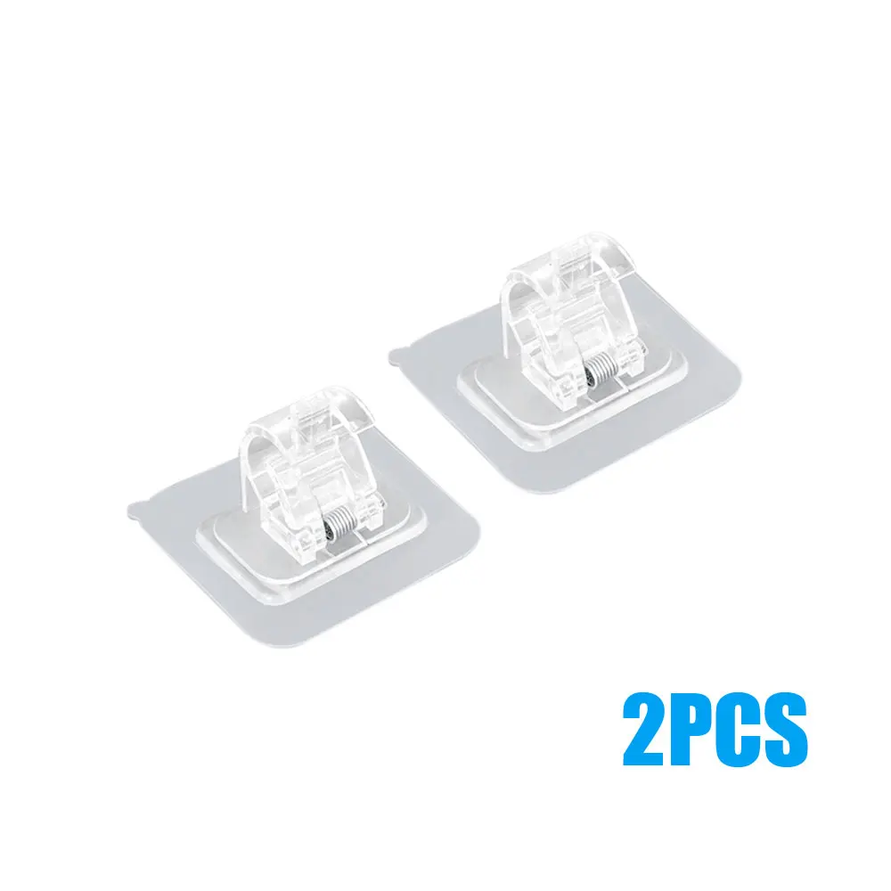 

2Pcs Nail-Free Adjustable Curtain Rod Holder Clamp Hooks Rod Bracket Holders Adhesive Wall Curtain Fixed Clip Hanging Rack Hooks