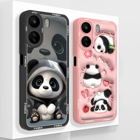Для Xiaomi Redmi 13C 4G чехол Cute Panda мягкий гладкий жидкий силиконовый чехол с защитой от падения для Redmi 13 C Redmi13C Защитная пленка для телефона