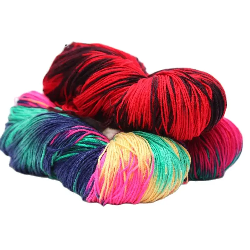 

50g/Ball Rainbow Space Dyed Acrylic Yarn DIY Hand Knitting Soft Chunky Thread Sweater Hat Scarfs Sofa Cushion 4ply Freeshipping