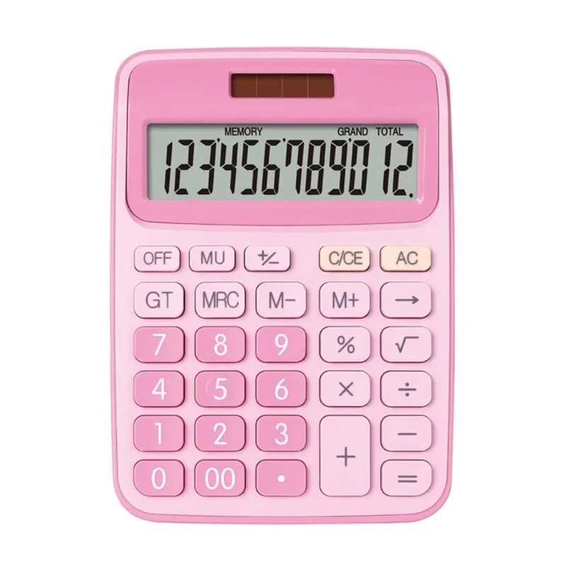 

12 Digit Desk Calculator Big Buttons Financial Business Accounting Tool Pink Blue White Battery Solar Dual Power The new listing