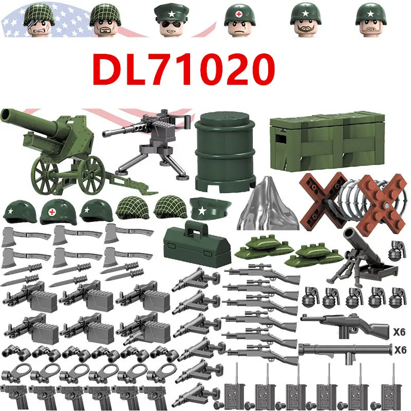 

World War Military Minifigures DIY Building Blocks Eight Nations Soldiers With Weapons And Guns Assembling Children Toys