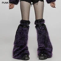 PUNK RAVE Women's Punk Cool Girl Hairy Leg Warmer Gothic Winter Warm Furry Leg Warmers Knee Sleeve Women Accessories 2 Colors