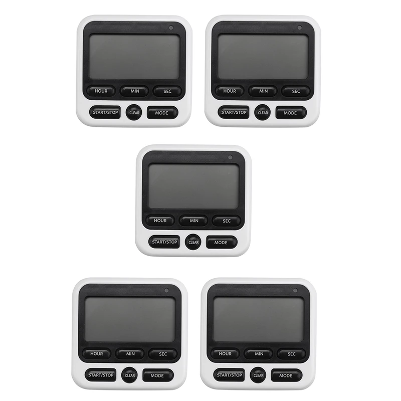 

5X Kitchen Timer, Magnetic Kitchen Timer, With Adjustable Sound Alarm And Memory Function For Cooking And Studying