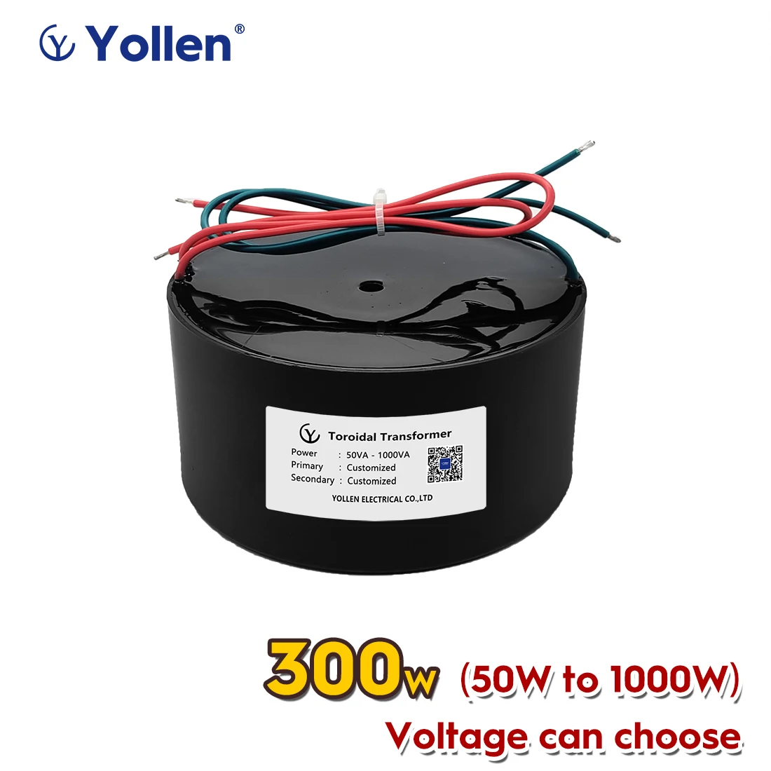 Tensão Toroidal Personalizada 300v do Anel do Círculo de Cobre do Transformador 220 w da Potência do Potting 300va da Resina a 12v 18v 24v Ip67 Impermeável