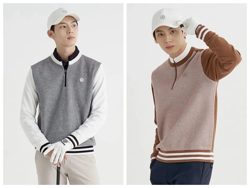 

Korean BP Golf Men's Knitted Jacket Windproof Warm Stretch Business Fashion Golf Knitwear