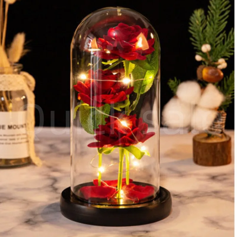 

(Christmas gift) Three rose glass cover simulation immortals Valentine's Day creative gifts Christmas ornaments