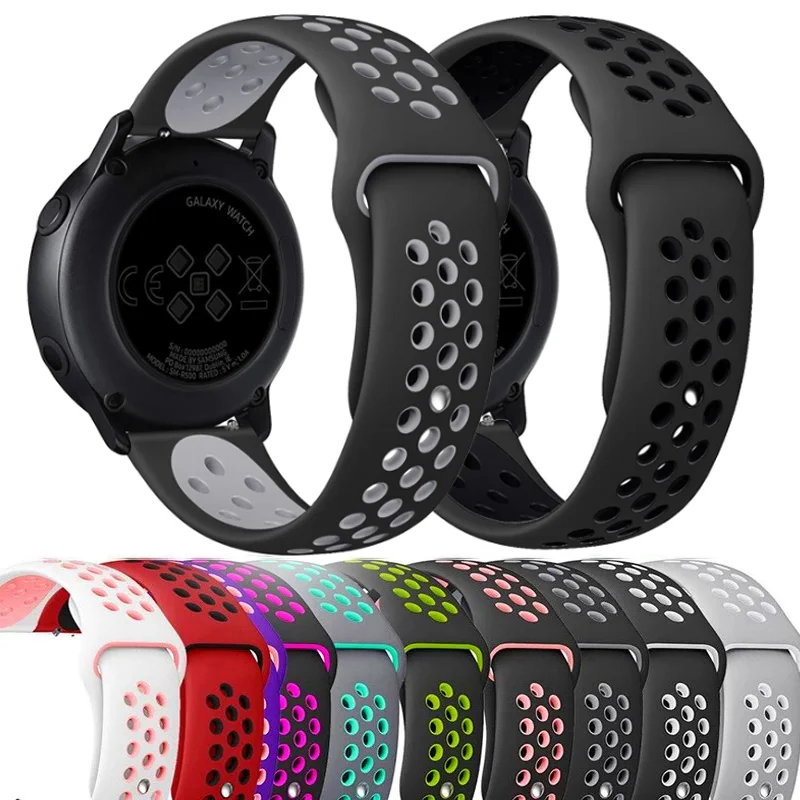 Фото Ремешок силиконовый для Samsung Galaxy Watch 4 Classic, браслет для Gear S3 46/42 мм Huawei Watch GT2 Correa Active 2 40 мм 44 мм №1