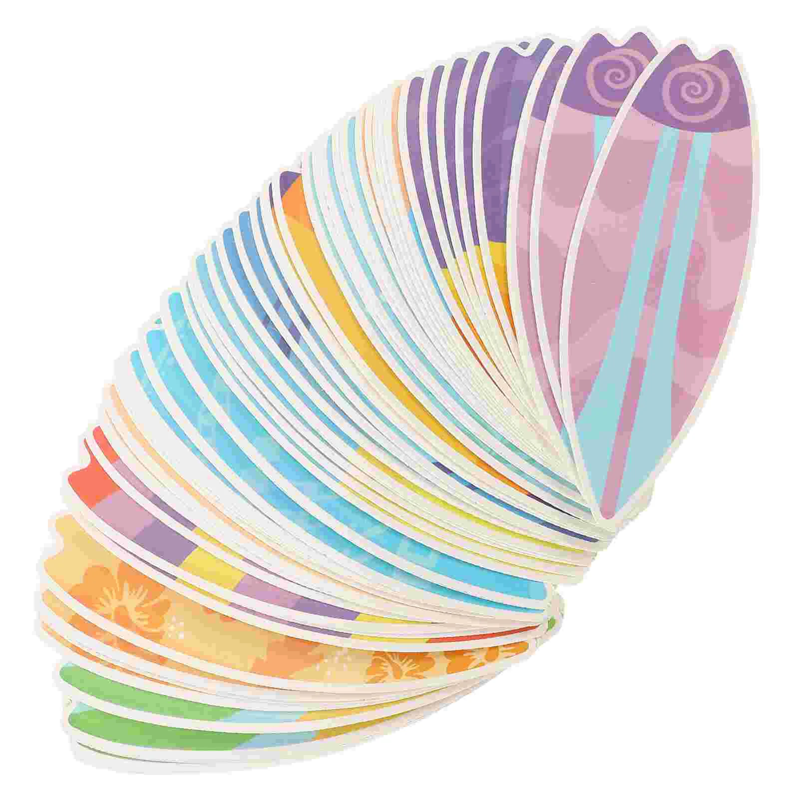 

60pcs Surfboard Cut Out Decor Tropical Beach Surfboard Sticker Decorations Hawaii Cutouts