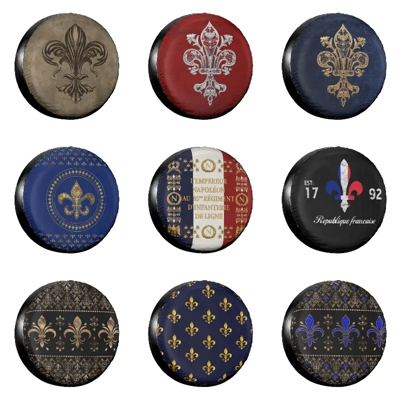 

Fleur De Lis Lily Flower Spare Tire Cover for Jeep Mitsubishi Pajero Fleur-De-Lys Car Wheel Covers 14" 15" 16" 17" Inch