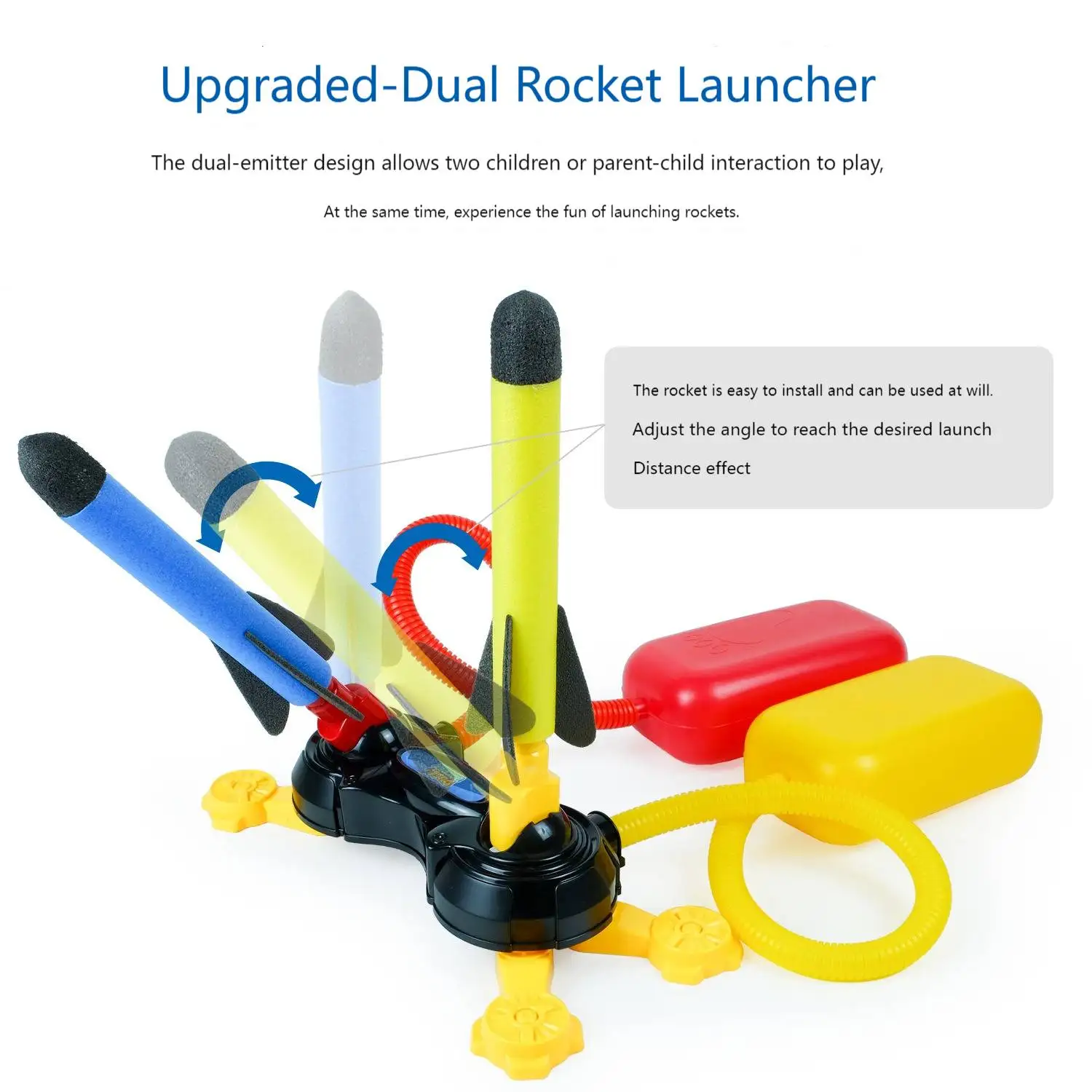 

Children's interactive leisure sports toys with two feet stepping on the air pressure to launch EVA missiles and rockets into th