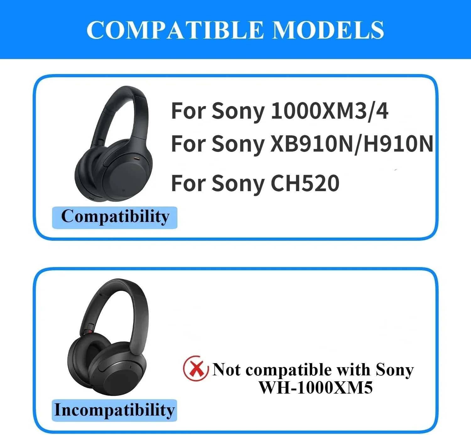 Фото Подходит для наушников Sony WH-1000XM3/4, XB910, H910N, CH520, моющаяся силиконовая пылезащитная повязка на голову на молнии, защита от пота №3