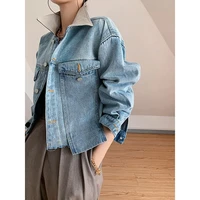 2022 spring autumn woman jacket original design splicing jean jacket new fashion korean style short coat clothes