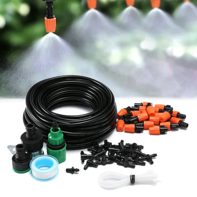 Garden Watering Kits 10M Automatic Garden Irrigation Watering System Vegetables Flowers Drip Kit Adjustable Nozzle 1/4'' PVC