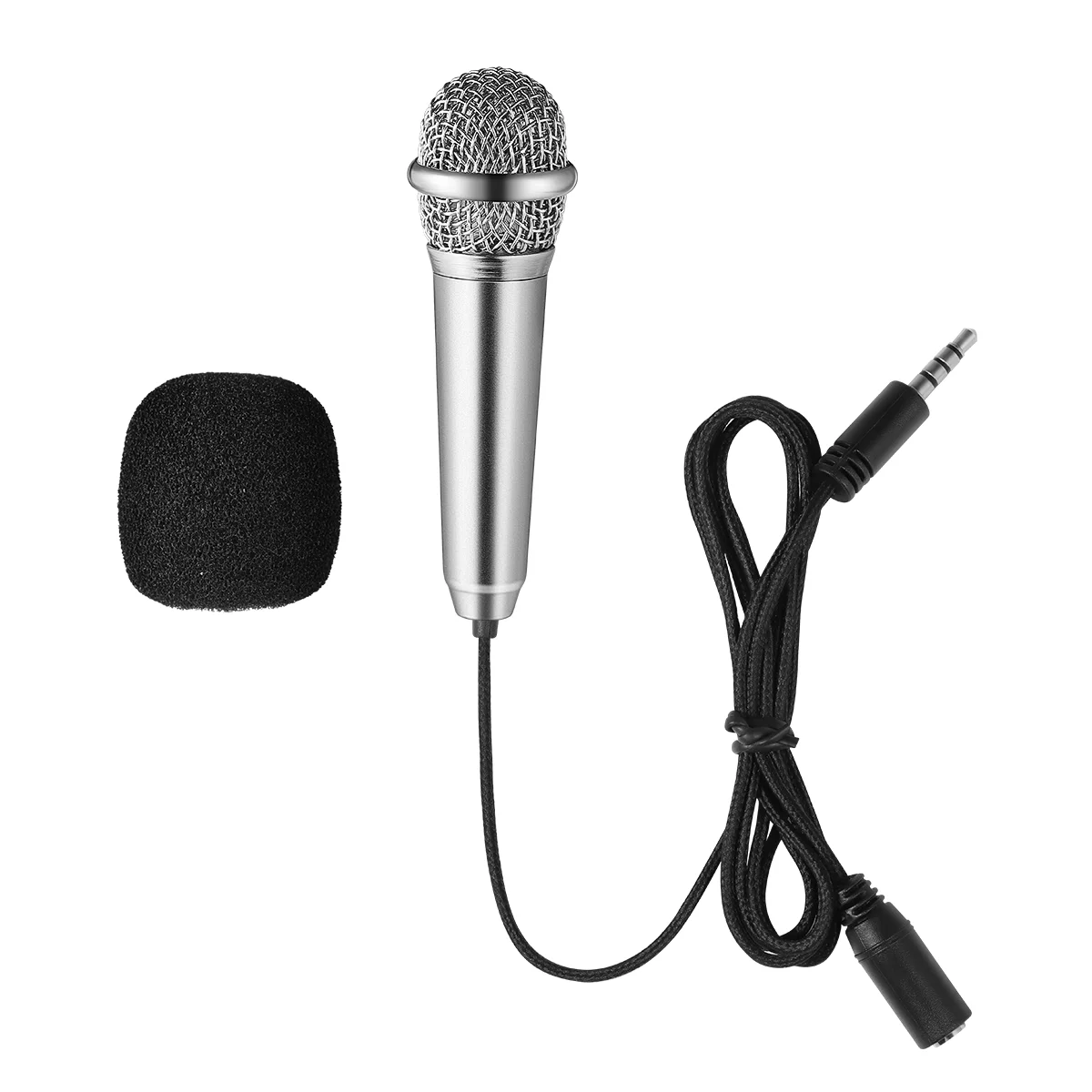 

Healifty Mini Karaoke Microphone Portable Vocal/Instrument Microphone for Voice Recording Chatting and Singing (Silver)
