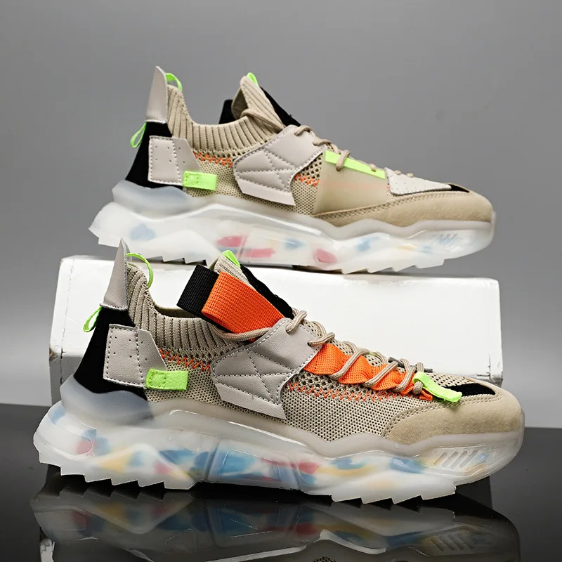 Trend Sneakers for Men Mesh Breathable Weaving Man Walking Footwear Outdoor Running Jogging Sport Comfortable Shoes Big size 46