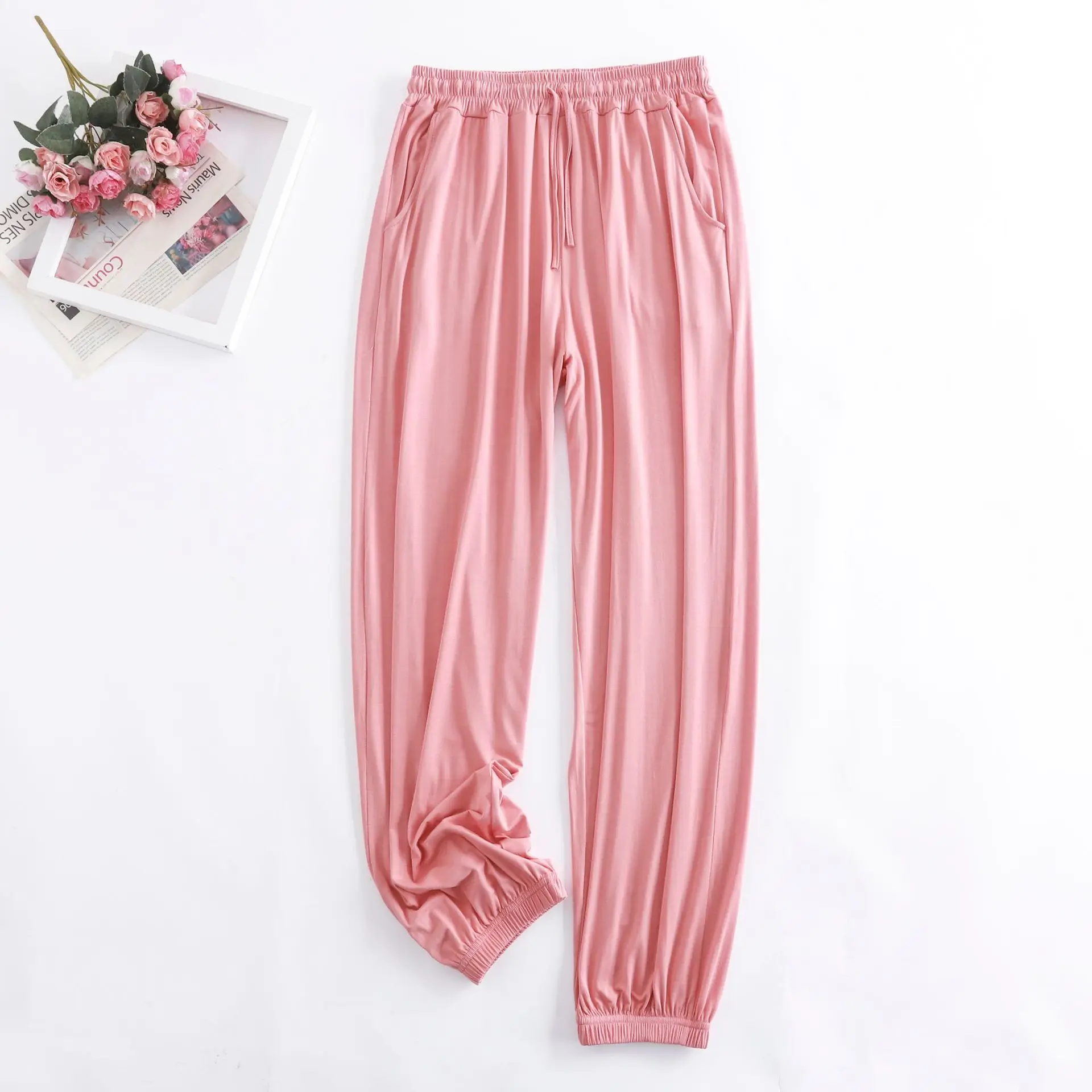 

Modal Harem Pants Women Sweat Loose High Waist Drape Slim girl Casual Anti-mosquito Ankle-tied Air-conditioning Baggy Sweatpants