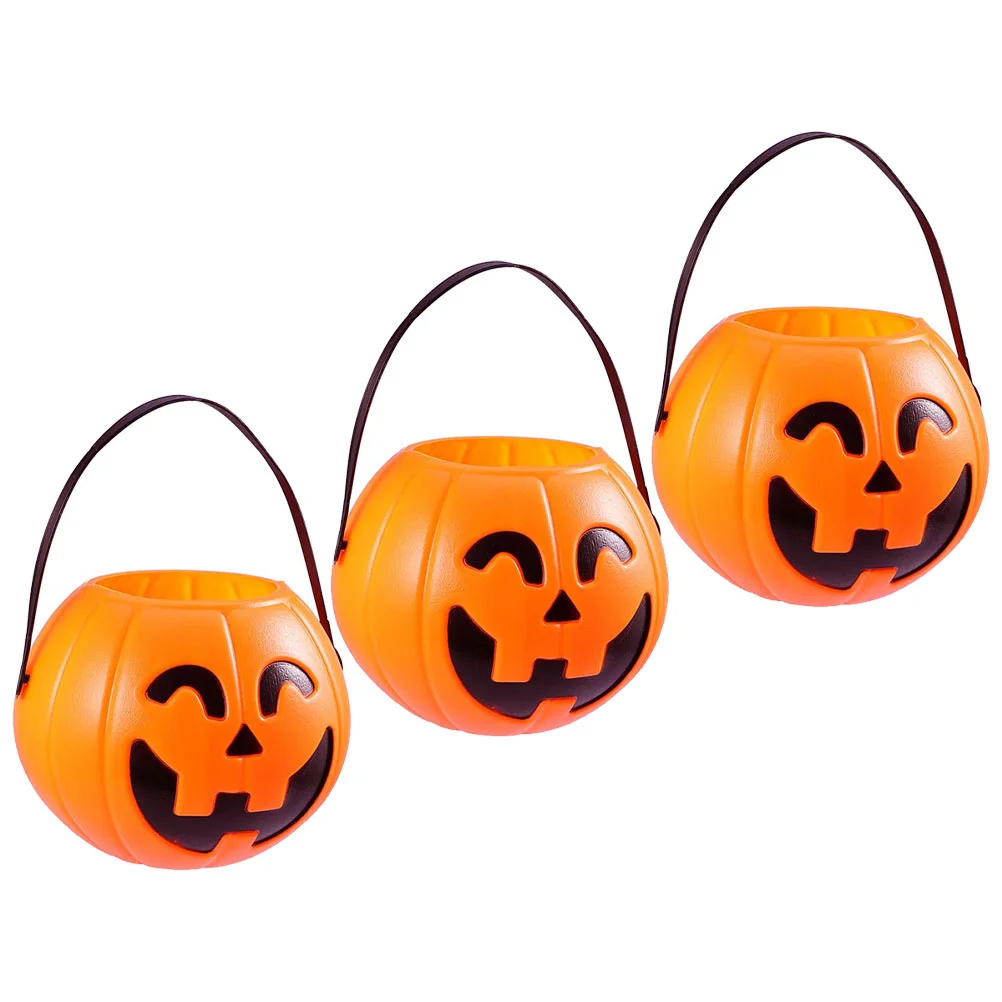 

Pumpkinbucket Candy Trick Or Buckets Treat Holder Kids Container Pailportable Lantern Holders Treating Glowing Party Basketpails
