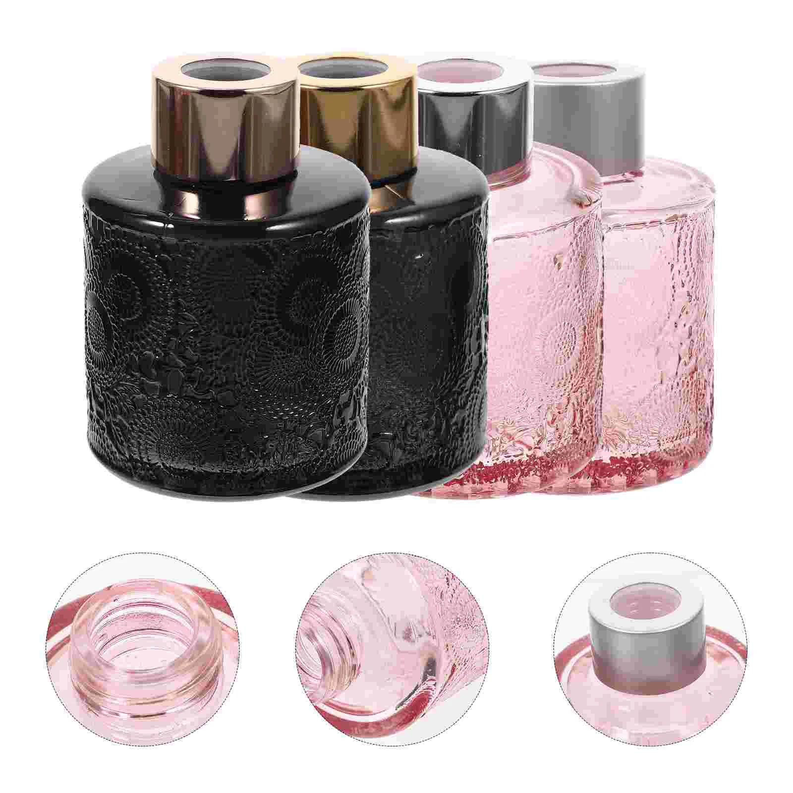 

4 Pcs Diffuser Home Embossed Aroma Bottles Fragrance Scent Diffusers Essential Oils Reed Empty Aromatherapy Children
