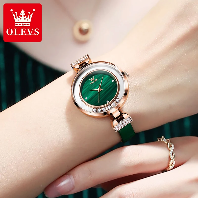 OLEVS Fashion Creative Womens Quartz Watch For Women Small Dial Casual Watch Leather Strap 30M Waterproof Watch Reloj Mujer 5540