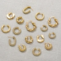 2022 new minimalist geometric twist hoop earrings for women gold color chunky circle huggie earring female creative jewelry gift