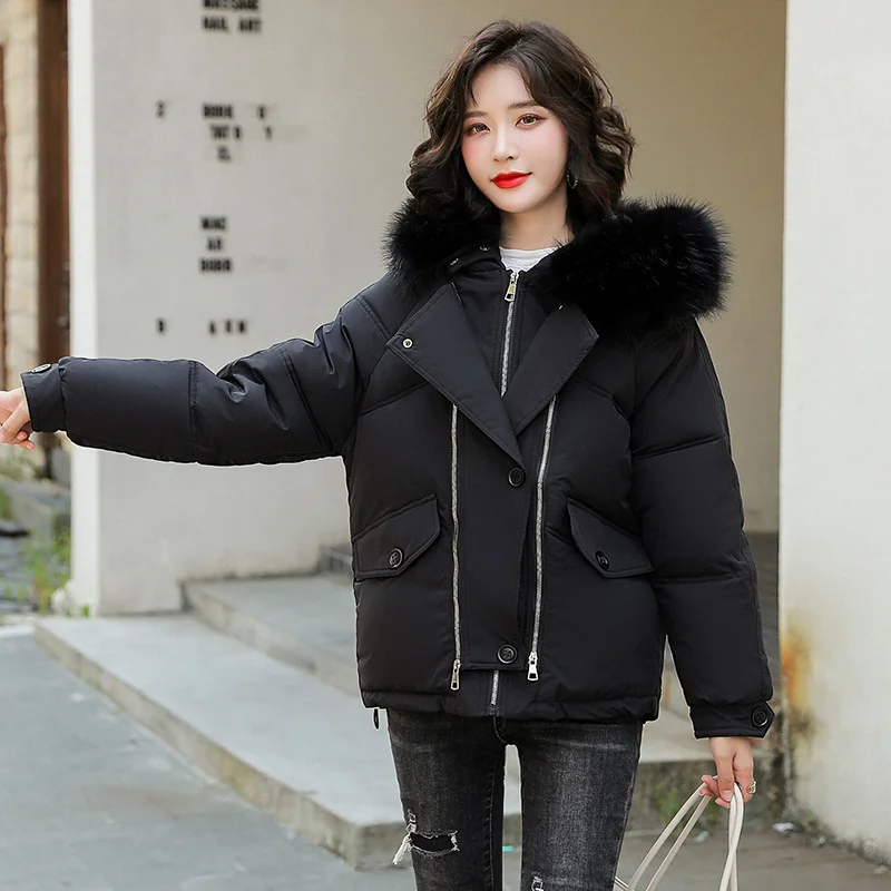 Plush Coat Short Coat women's Down Jacket Warm Cotton Clothing 2023 Winter Parker Fashion Cotton All-matching