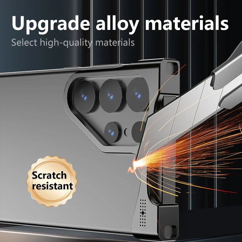 Металлический чехол с линзой для Samsung S23 24 25 Ultra Plus модный нерегулярный из