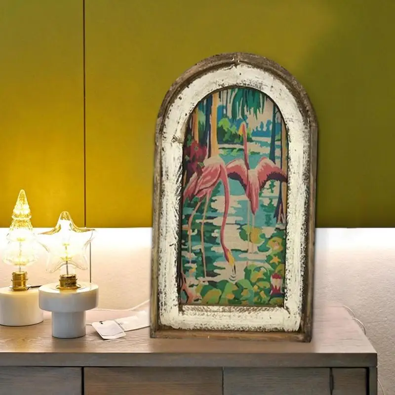 Настенная картина для спальни декоративная с фламинго искусство деревянная в