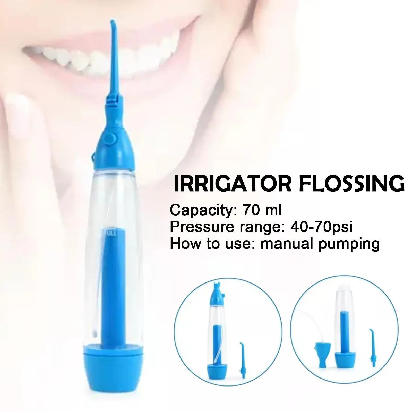 

Irrigator Teeth Cleaner Water Jet Tooth Health Water Irrigator Flossing New Non-electric Household Portable A5N5