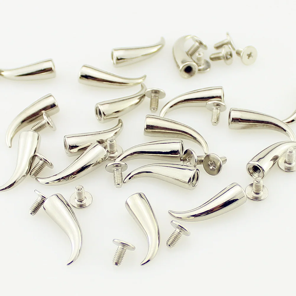 100 шт. 7*20 мм серебряный рог для ногтей в стиле панк-рок шип изогнутая пуля