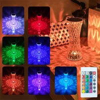 16 colors diamond table lamp led touch remote control crystal night light acrylic decor desk lamp for bar coffee bedroom bedside